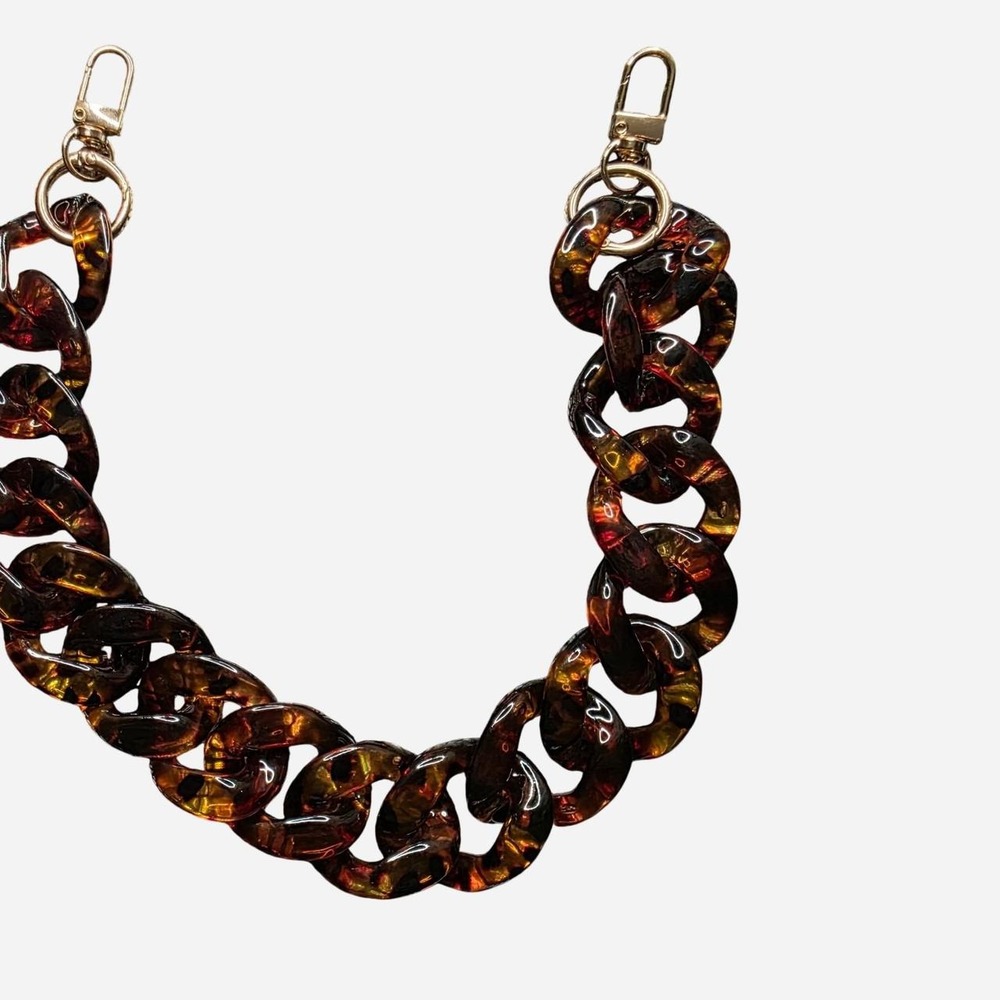 Brown & orange tortoiseshell acrylic chain strap
